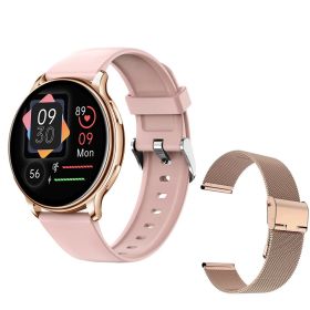 Smart Couple Watch Round Screen Bluetooth Calling Heart Rate Blood Oxygen Sleep Monitoring (Option: Pink 2)