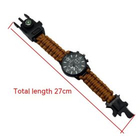 Multifunctional Survival Led Light Outdoor Waterproof Camping First Aid Parachute Cord Climbing Watch (Option: Brown 069)