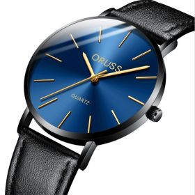 Men's Light Luxury Ultra-thin Belt Watch (Option: Belt Blue Surface)