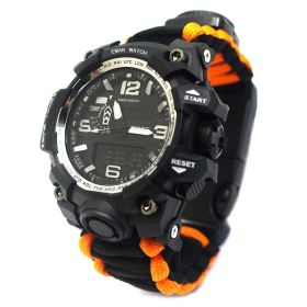 Outdoor Waterproof Multifunctional Climbing Watch Parachute Cord Woven Emergency Survival Watch (Option: Orange Black)