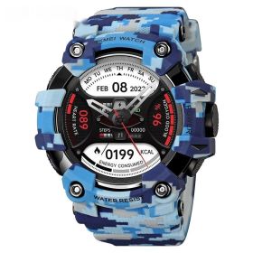 Intelligent Waterproof Student Double Luminous Men's Water-proof Watch (Option: Blue Camouflage)