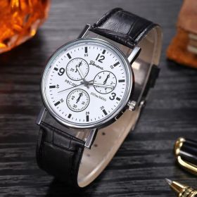 Fashion Casual All-matching Men's Quartz Watch (Option: Black With White)