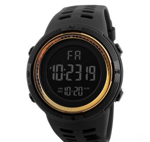 Sports Timing Night Light Domineering Large Dial Electronic Watch (Color: Gold)