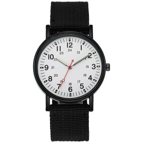 Men's Watch Nylon Woven Belt Casual Spor (Option: Black With White Surface-Default)