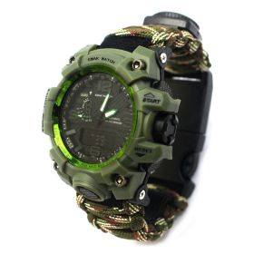 Outdoor Waterproof Multifunctional Climbing Watch Parachute Cord Woven Emergency Survival Watch (Option: Army Green Camouflage)