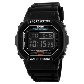 Skmei Factory Direct Sales New Waterproof Fashion Men's Sports Electronic Watch (Option: Black Black Machine)