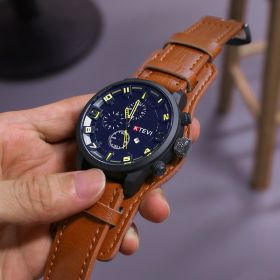 Big Men's Quartz Watch Calendar Movement (Option: Orange Belt)