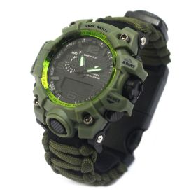 Outdoor Waterproof Multifunctional Climbing Watch Parachute Cord Woven Emergency Survival Watch (Option: Army Green)