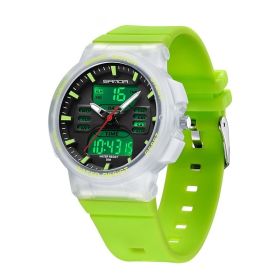 Dual Display Multifunctional Luminous Waterproof Electronic Watch (Option: Transparent Green)