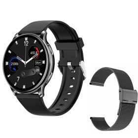 Smart Couple Watch Round Screen Bluetooth Calling Heart Rate Blood Oxygen Sleep Monitoring (Option: Black 2)