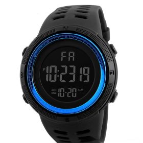Sports Timing Night Light Domineering Large Dial Electronic Watch (Color: Blue)