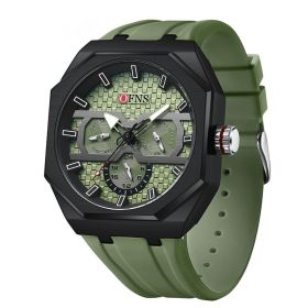 Simple Strip Nail Scale Three Eyes And Six Needles Fashion Waterproof Quartz Watch (Option: Army Green)