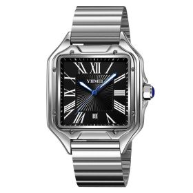 Fashion Retro Watch Male Student (Option: Black Surface Steel Belt)
