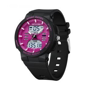 Dual Display Multifunctional Luminous Waterproof Electronic Watch (Option: Black Pink)