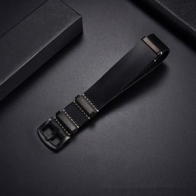 Retro Top Layer Cow Leather Watch Strap (Option: Black Black Buttons-22mm)